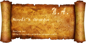 Novák Aranka névjegykártya